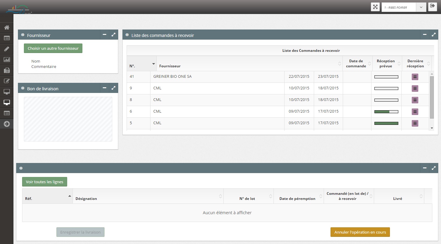 Gestion de stock - Comande en réception